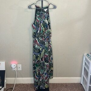 089 - London Times NWOT Black Floral Maxi Sleeveless Dress Size 12